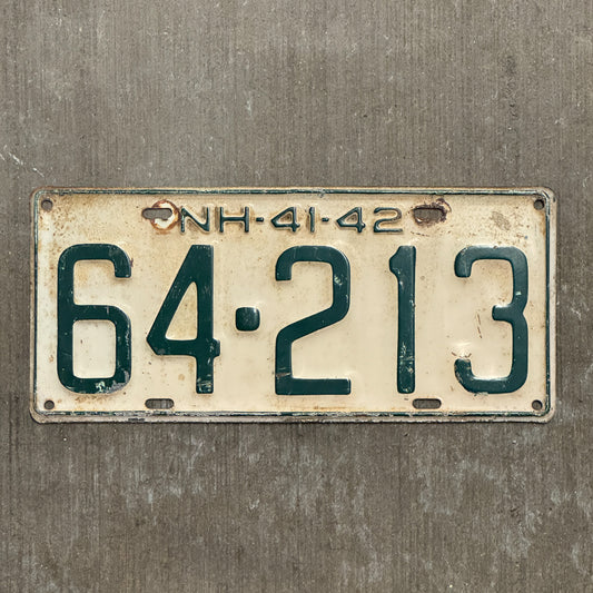 Photo of a 1941 1942 New Hampshire License Plate Auto Tag Garage Decor Vintage 64 213 with original patina