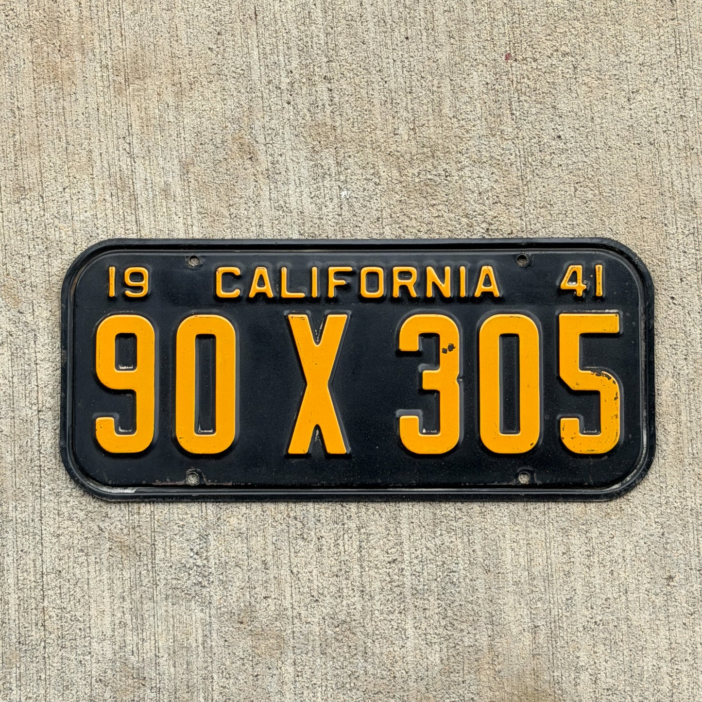Photo of a 1941 California License Plate Auto Tag Garage Decor Vintage 90 X 305 with original patina