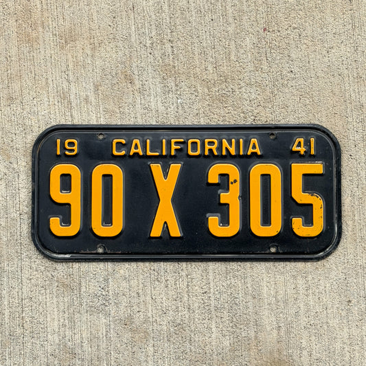 Photo of a 1941 California License Plate Auto Tag Garage Decor Vintage 90 X 305 with original patina