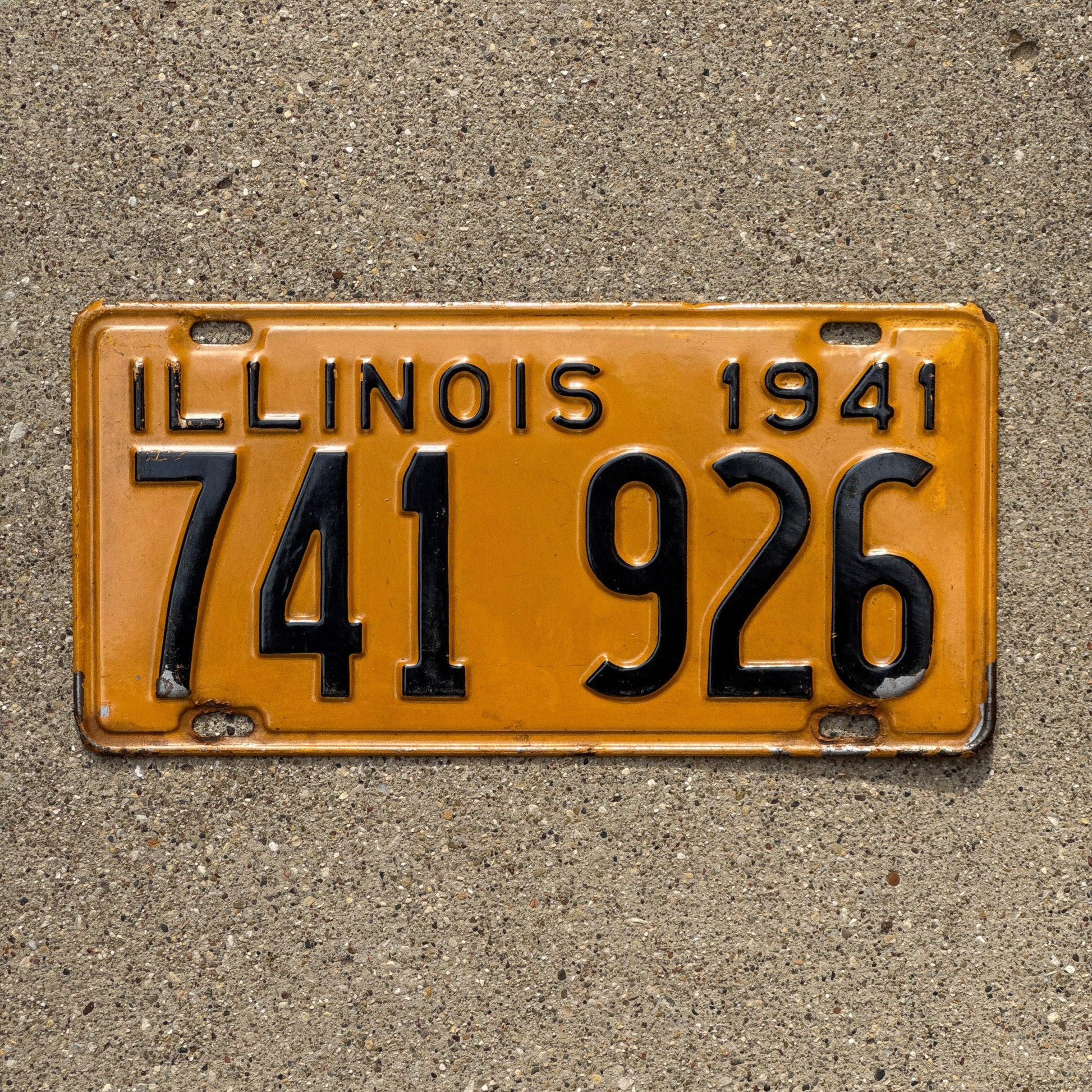 Photo of a 1941 Illinois License Plate Auto Tag Garage Decor Vintage 741 926