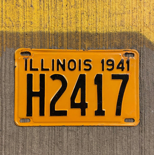Photo of a 1941 Illinois Truck License Plate Auto Tag Garage Decor Vintage H 2417 with original patina