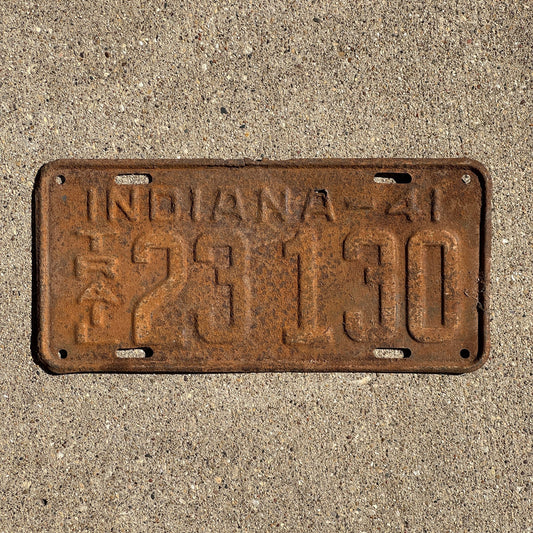 Photo of a 1941 Indiana TRAILER License Plate Auto Tag Garage Decor Vintage 23 130