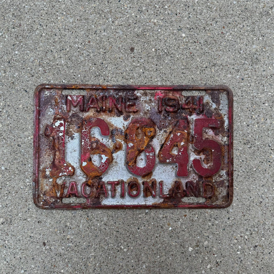 Photo of a 1941 Maine License Plate Auto Tag Garage Decor Vintage Vacationland 16645