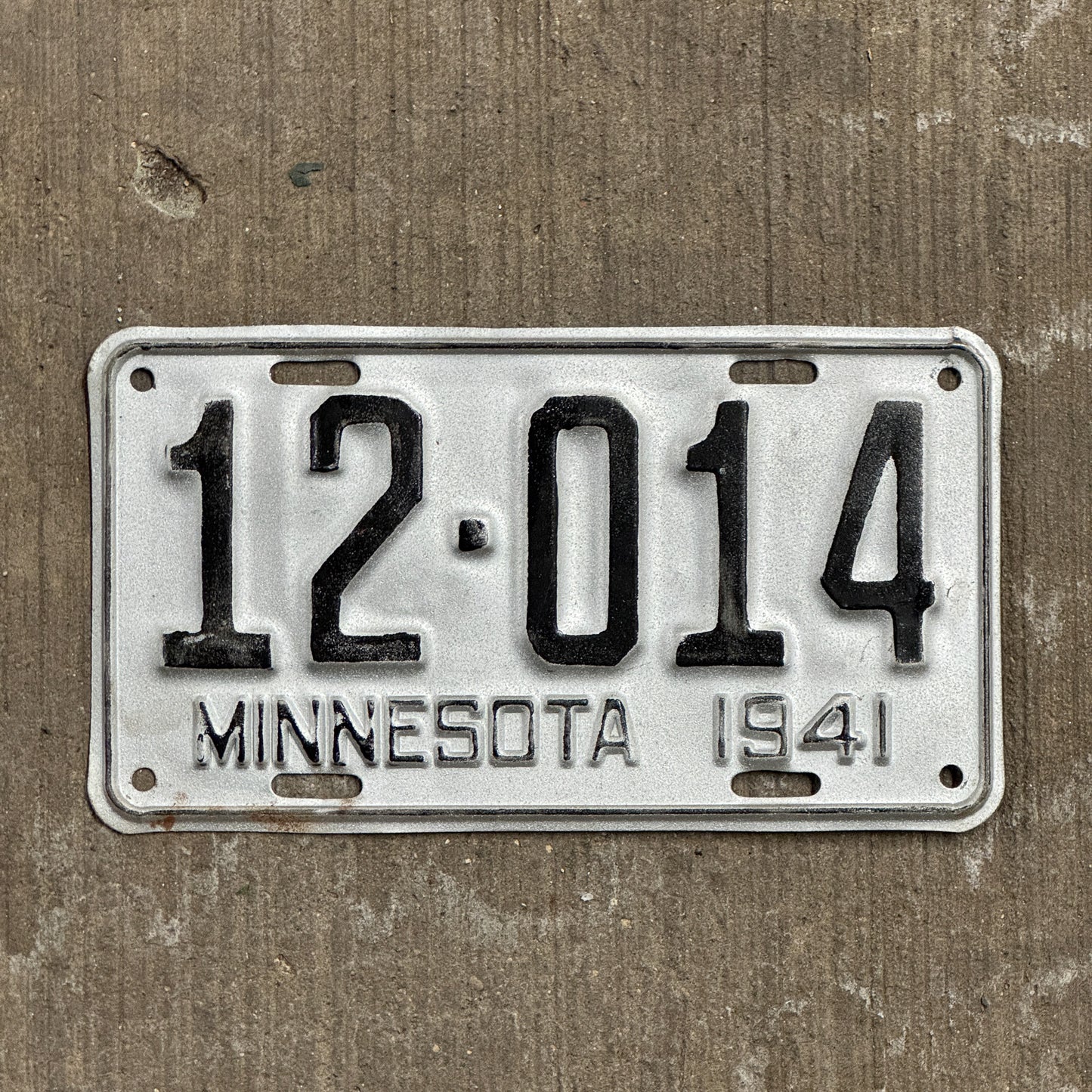 Photo of a 1941 Minnesota License Plate Auto Tag Garage Decor Vintage 12 014 with original patina
