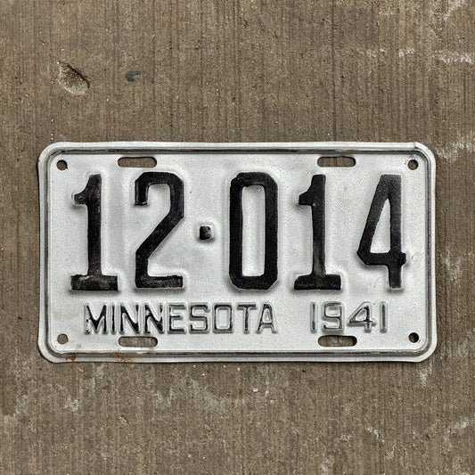 Photo of a 1941 Minnesota License Plate Auto Tag Garage Decor Vintage 12 014 with original patina