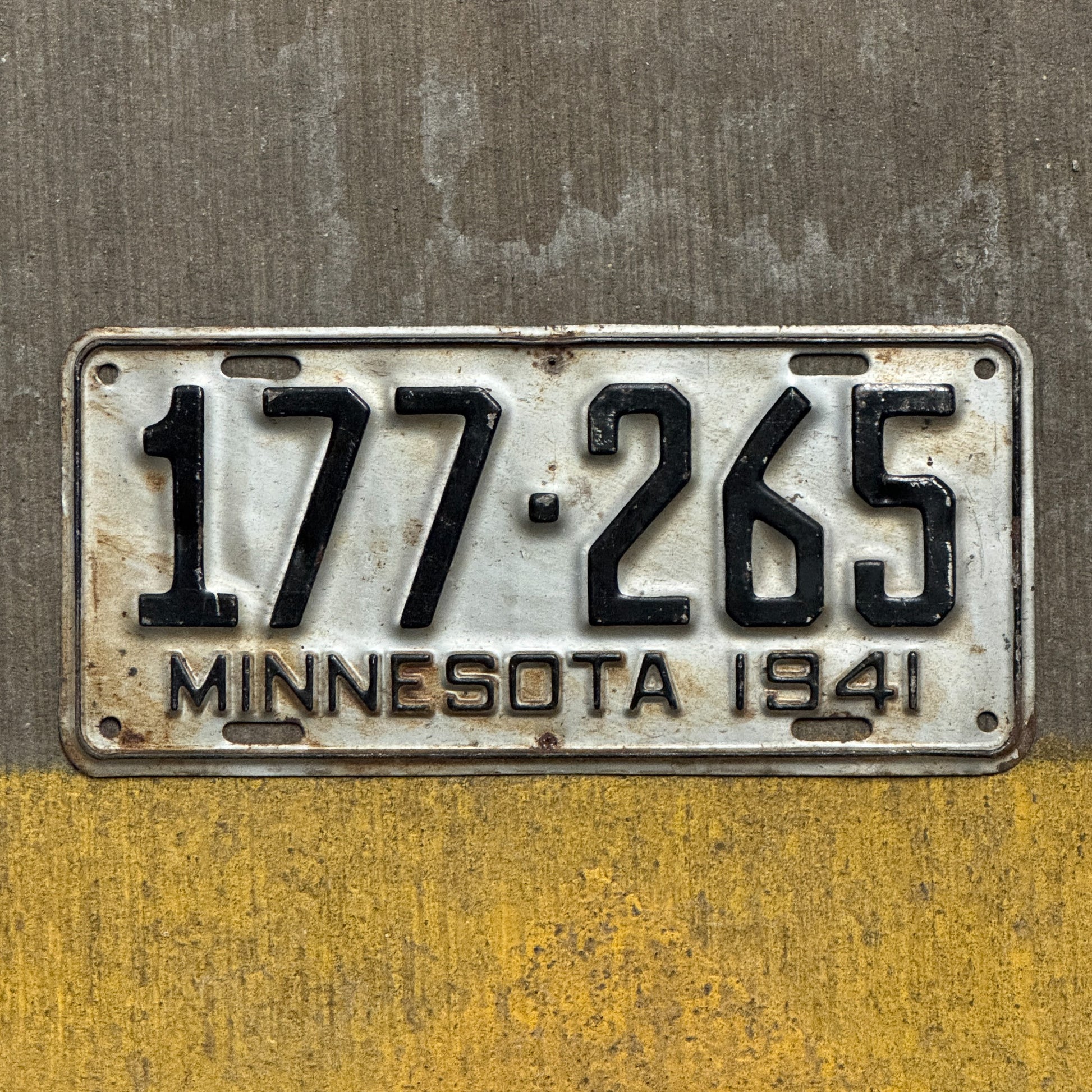 Photo of a 1941 Minnesota License Plate Auto Tag Garage Decor Vintage 177 265 with original patina