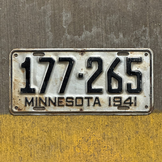 Photo of a 1941 Minnesota License Plate Auto Tag Garage Decor Vintage 177 265 with original patina