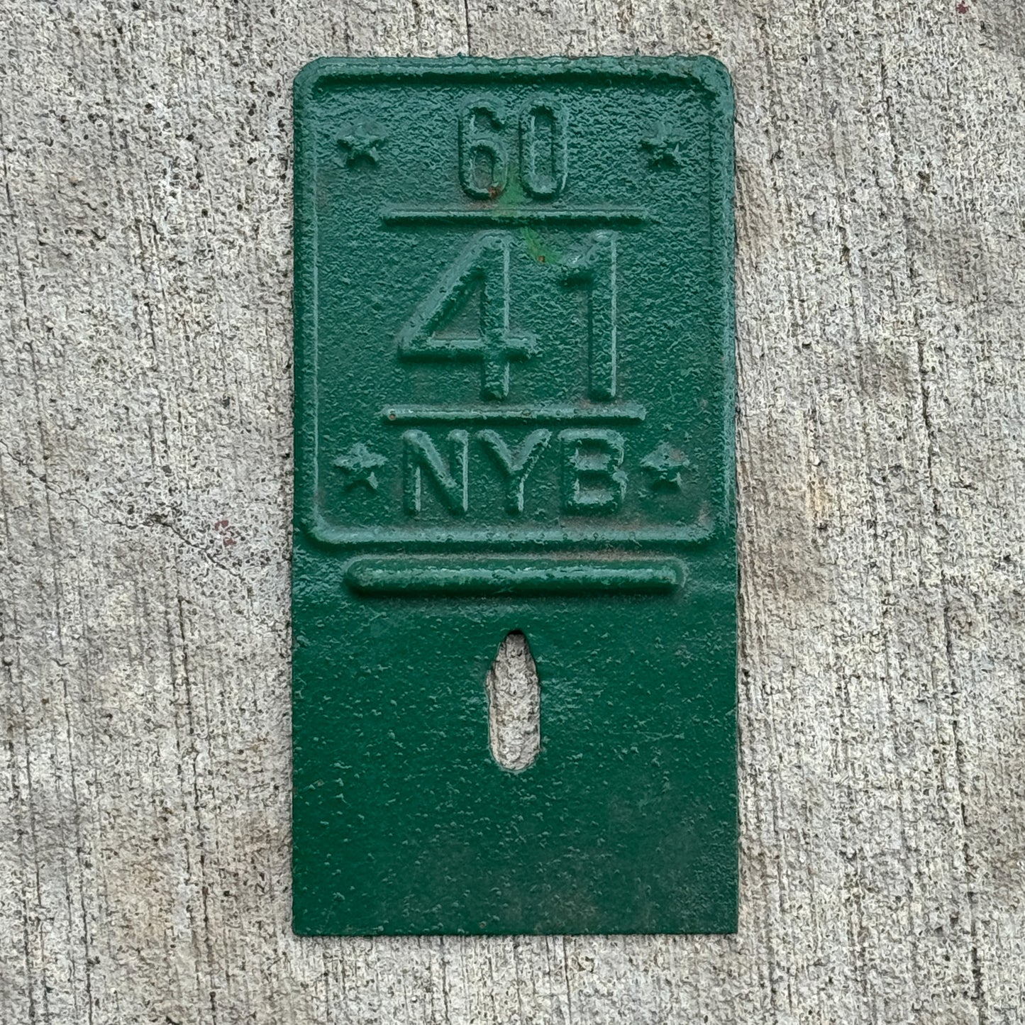 Photo of a 1941 Naval Yard Base Permit License Plate Topper Auto Tag Garage Decor Vintage 60 with original patina