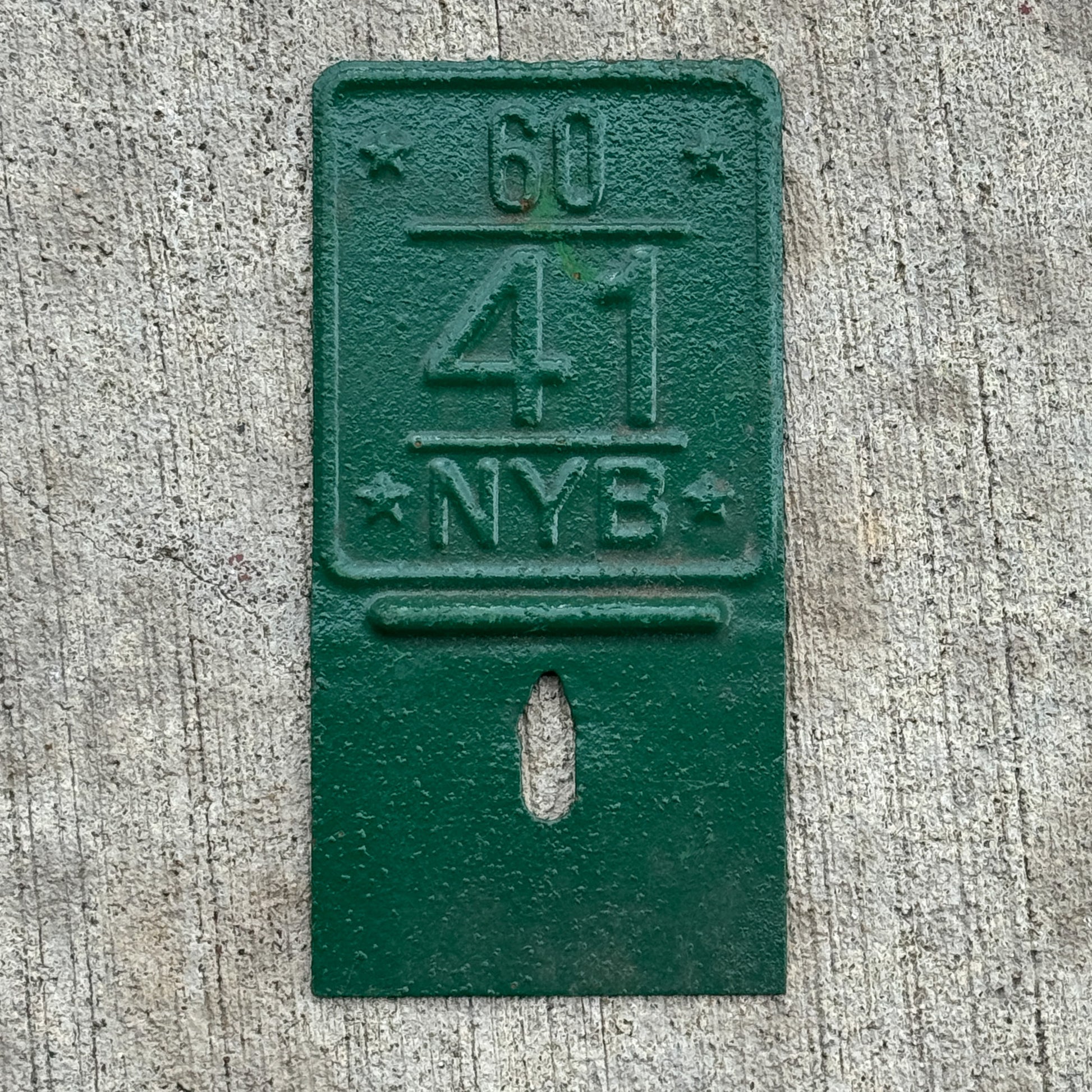 Photo of a 1941 Naval Yard Base Permit License Plate Topper Auto Tag Garage Decor Vintage 60 with original patina
