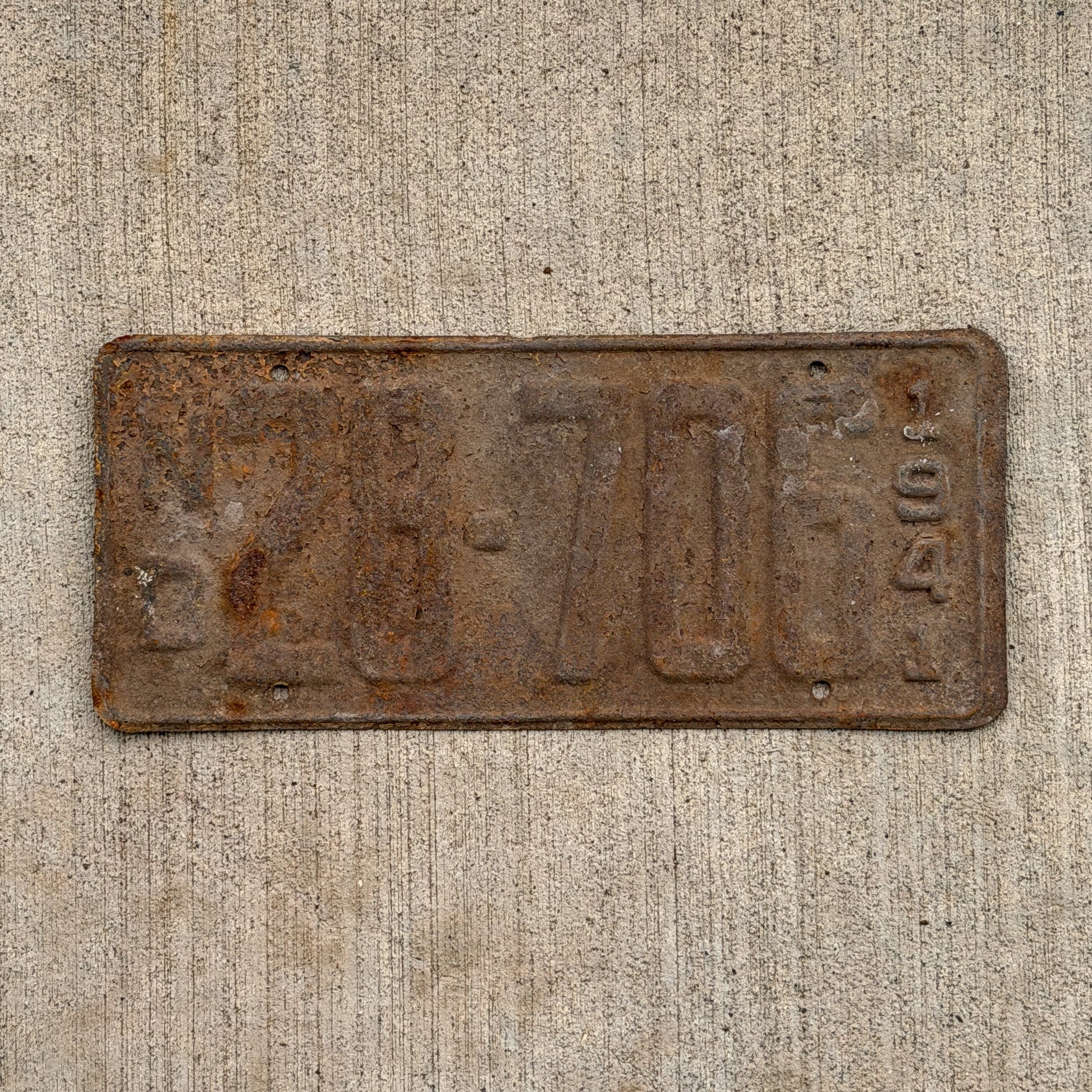 Photo of a 1941 North Dakota License Plate Auto Tag Garage Decor Vintage 28 706 with original patina
