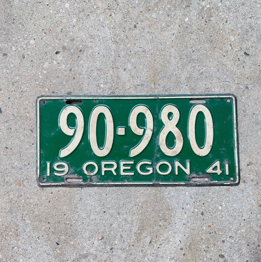 Photo of a 1941 Oregon License Plate Auto Tag Garage Decor Vintage 90980 with original patina