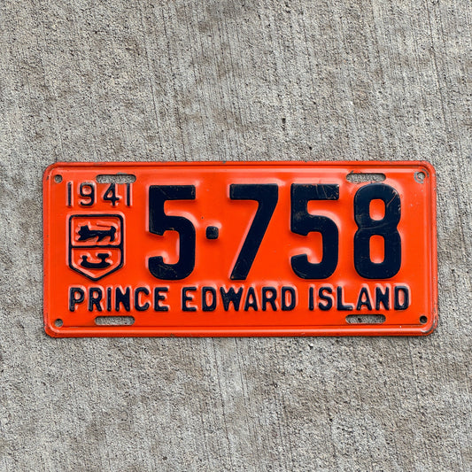 Photo of a 1941 Prince Edward Island License Plate Auto Tag Garage Decor Vintage High Quality 5 758 with original patina