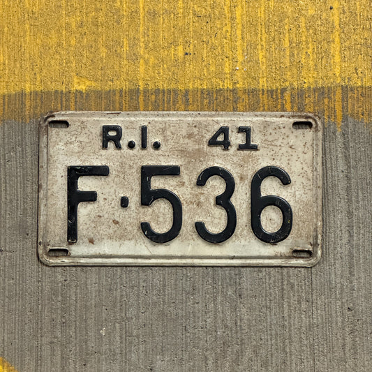 Photo of a 1941 Rhode Island License Plate Auto Tag Garage Decor Vintage F 536 with original patina
