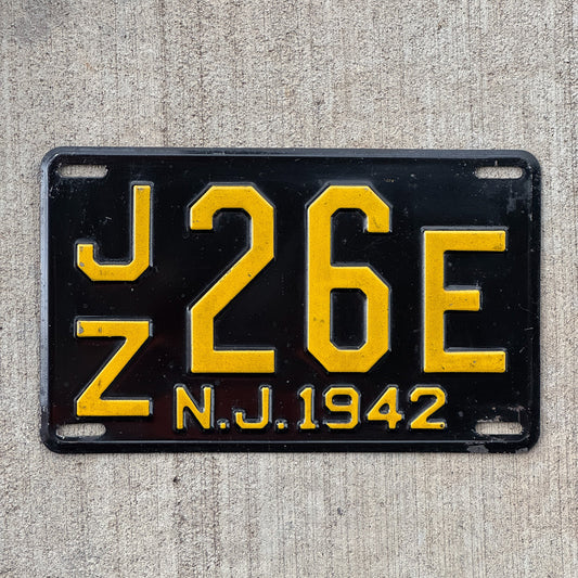 Photo of a 1942 New Jersey License Plate Auto Tag Garage Decor Vintage JZ 26 E