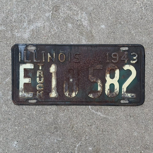 Photo of a 1943 Illinois TRUCK License Plate Auto Tag Garage Decor Vintage License Plate Auto Tag Garage Decor E 10582