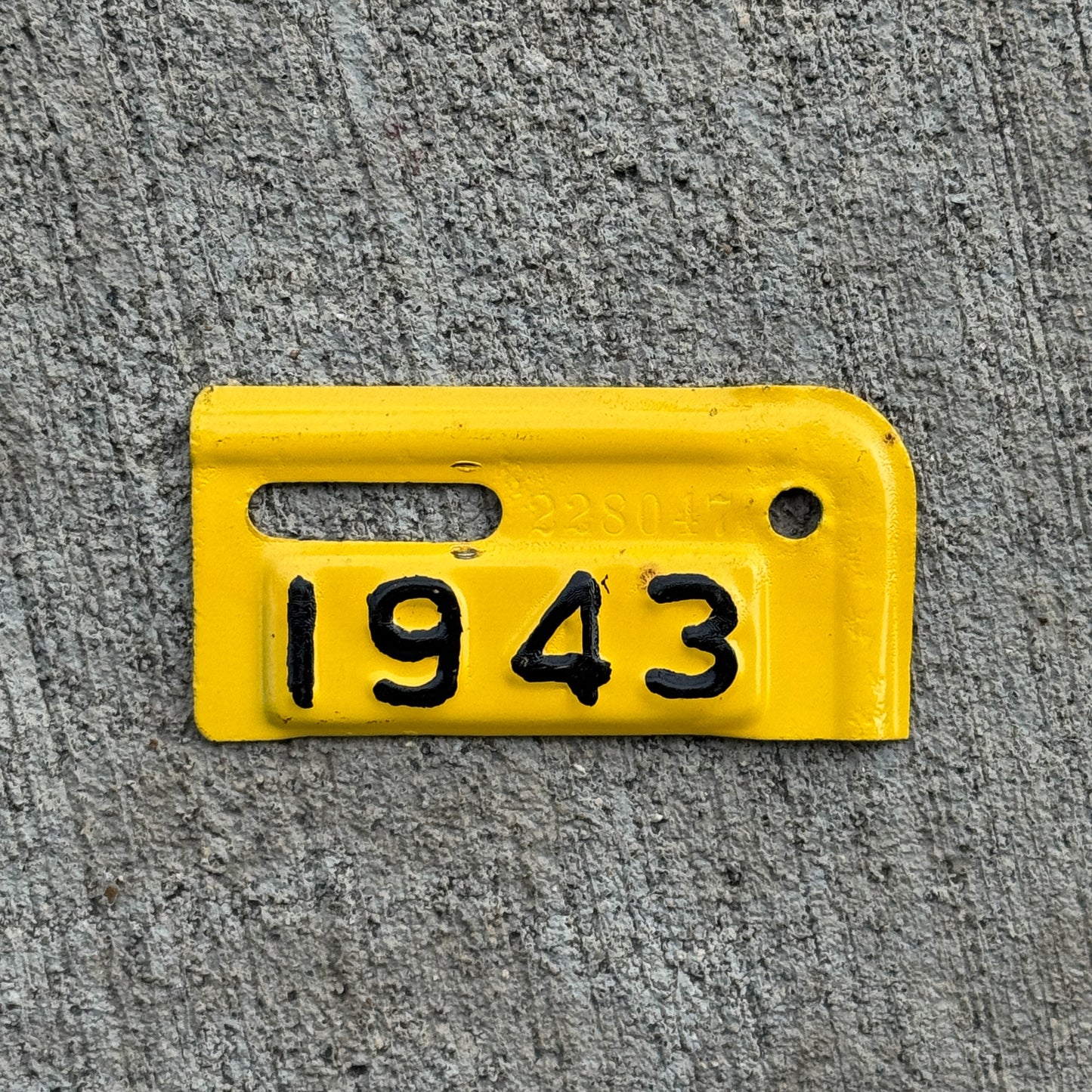 Photo of a 1943 Maryland Tab License Plate Auto Tag Garage Decor Vintage 228047 with original patina