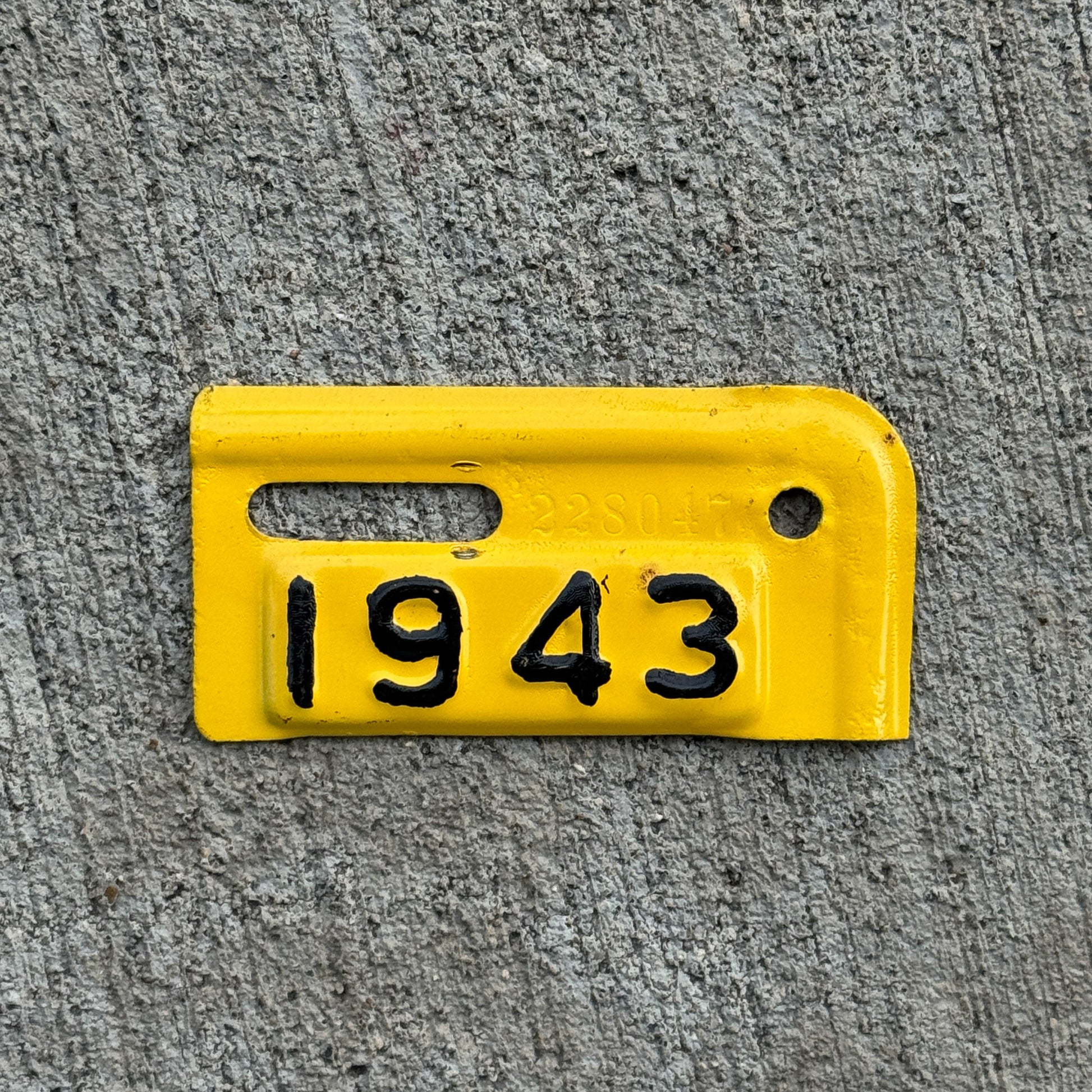 Photo of a 1943 Maryland Tab License Plate Auto Tag Garage Decor Vintage 228047 with original patina