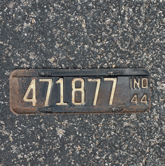 Photo of a 1944 Indiana License Plate Auto Tag Garage Decor Vintage War Year 471877