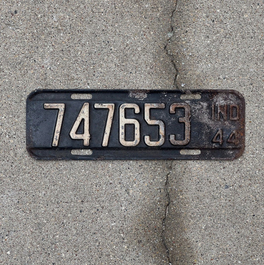 Photo of a 1944 Indiana License Plate Auto Tag Garage Decor Vintage War Year War Year 747653