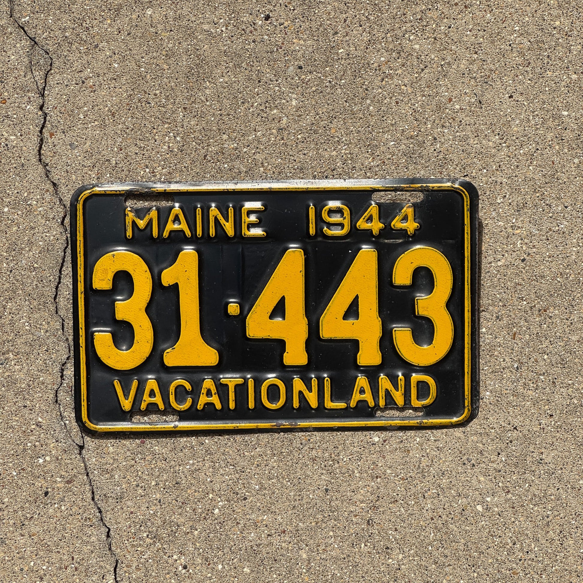 Photo of a 1944 Maine License Plate Auto Tag Garage Decor Vintage Vacationland 31 443
