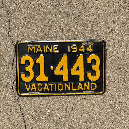 Photo of a 1944 Maine License Plate Auto Tag Garage Decor Vintage Vacationland 31 443