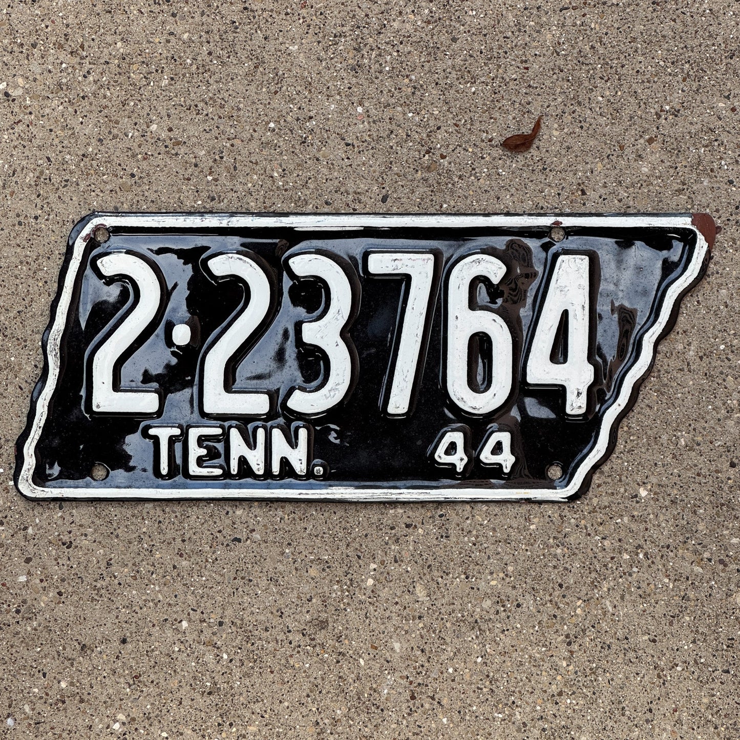 Photo of a 1944 Tennessee License Plate Auto Tag Garage Decor Vintage State Shape 2 23764