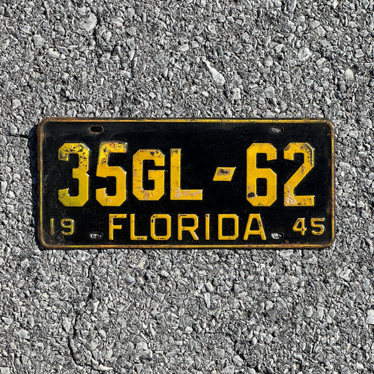 Photo of a 1945 Florida Commercial License Plate Auto Tag Garage Decor Vintage DMV Clear 35 GL 62