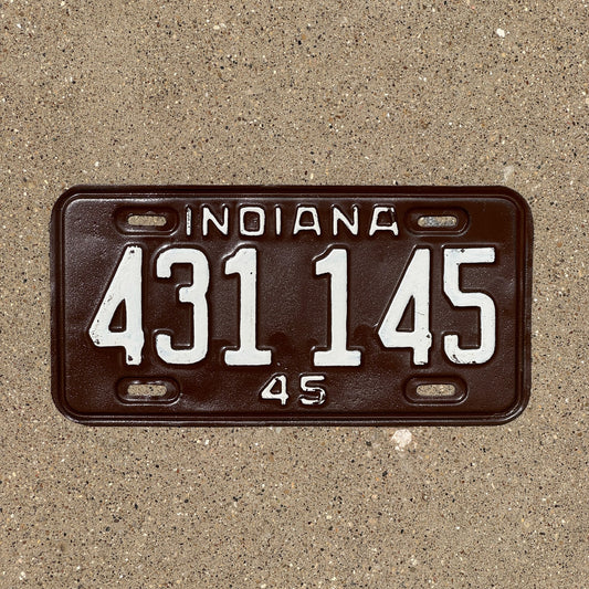 Photo of a 1945 Indiana License Plate Auto Tag Garage Decor Vintage 431 145