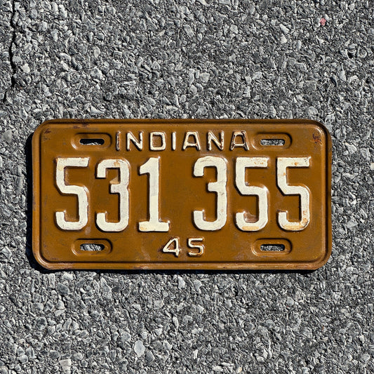 Photo of a 1945 Indiana License Plate Auto Tag Garage Decor Vintage 531355