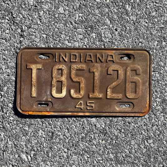 Photo of a 1945 Indiana Truck License Plate Auto Tag Garage Decor Vintage T 85126