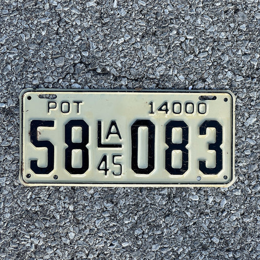 Photo of a 1945 Louisiana Truck License Plate Auto Tag Garage Decor Vintage | Example in ALPCA Archives | 58 083