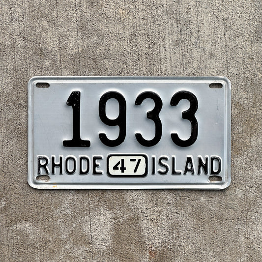 Photo of a 1946 1947 Rhode Island License Plate Auto Tag Garage Decor Vintage High Quality Great Number 1933 with original patina