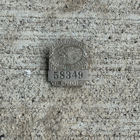 Photo of a 1946 Illinois Chauffeur Badge License Plate Auto Tag Garage Decor Vintage Pin Vintage Automobilia 58349 with original patina