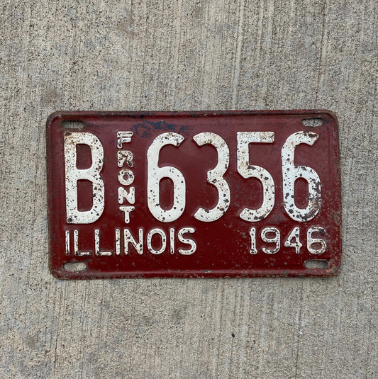 Photo of a 1946 Illinois Truck License Plate Auto Tag Garage Decor Vintage B 6356 with original patina