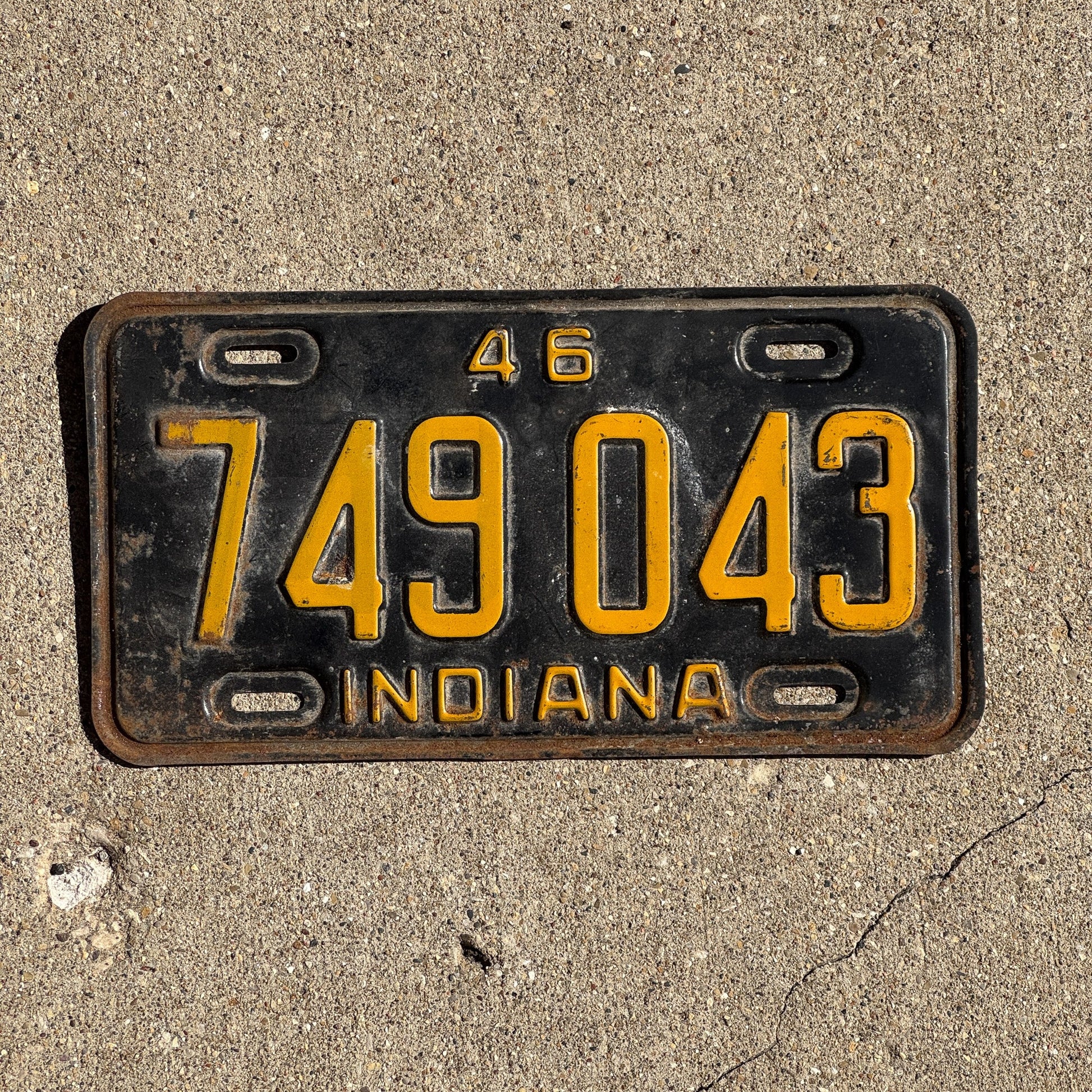 Photo of a 1946 Indiana License Plate Auto Tag Garage Decor Vintage 749 043