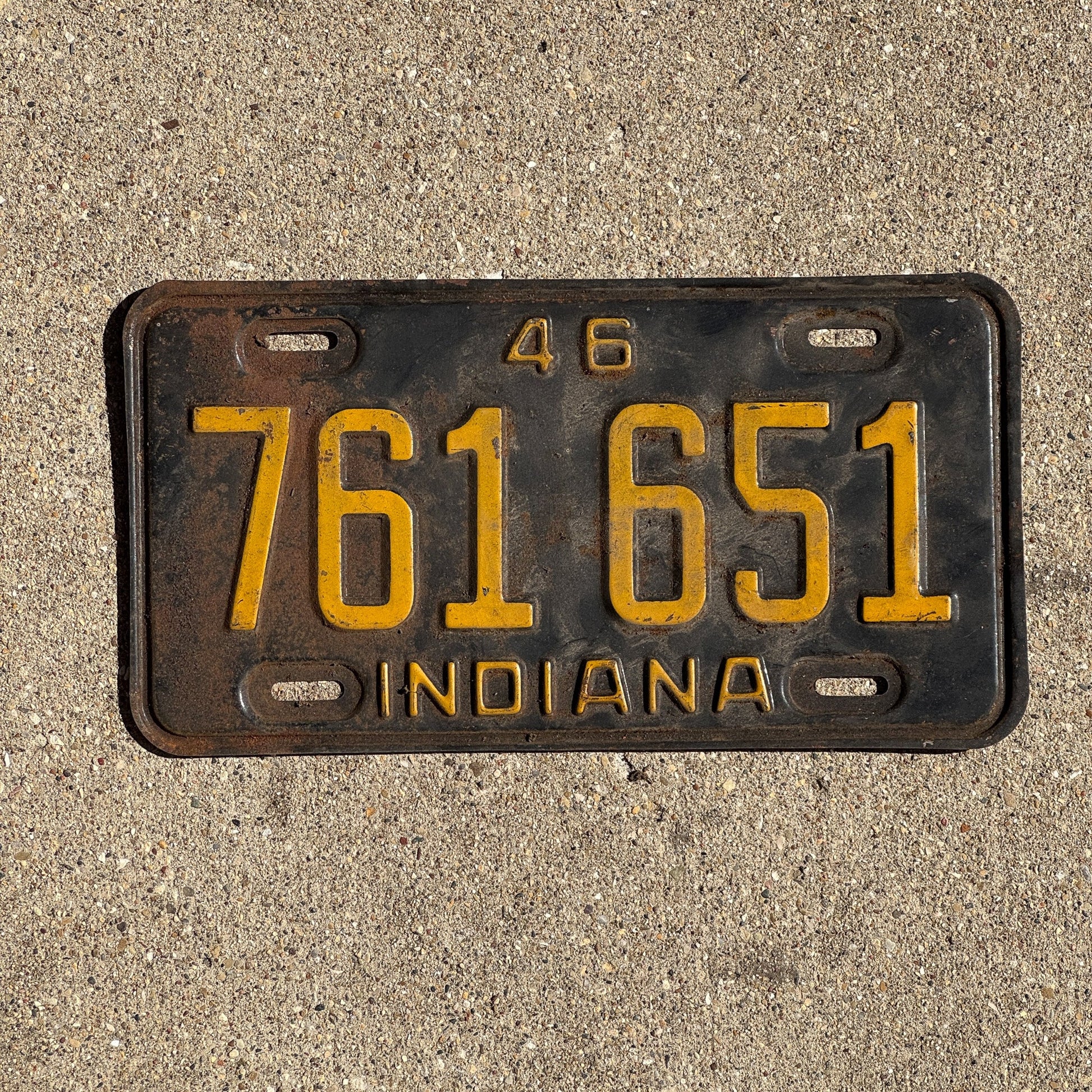 Photo of a 1946 Indiana License Plate Auto Tag Garage Decor Vintage 761 651
