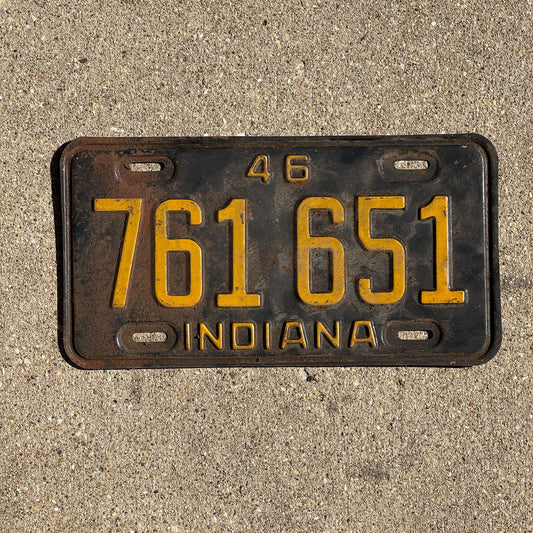 Photo of a 1946 Indiana License Plate Auto Tag Garage Decor Vintage 761 651