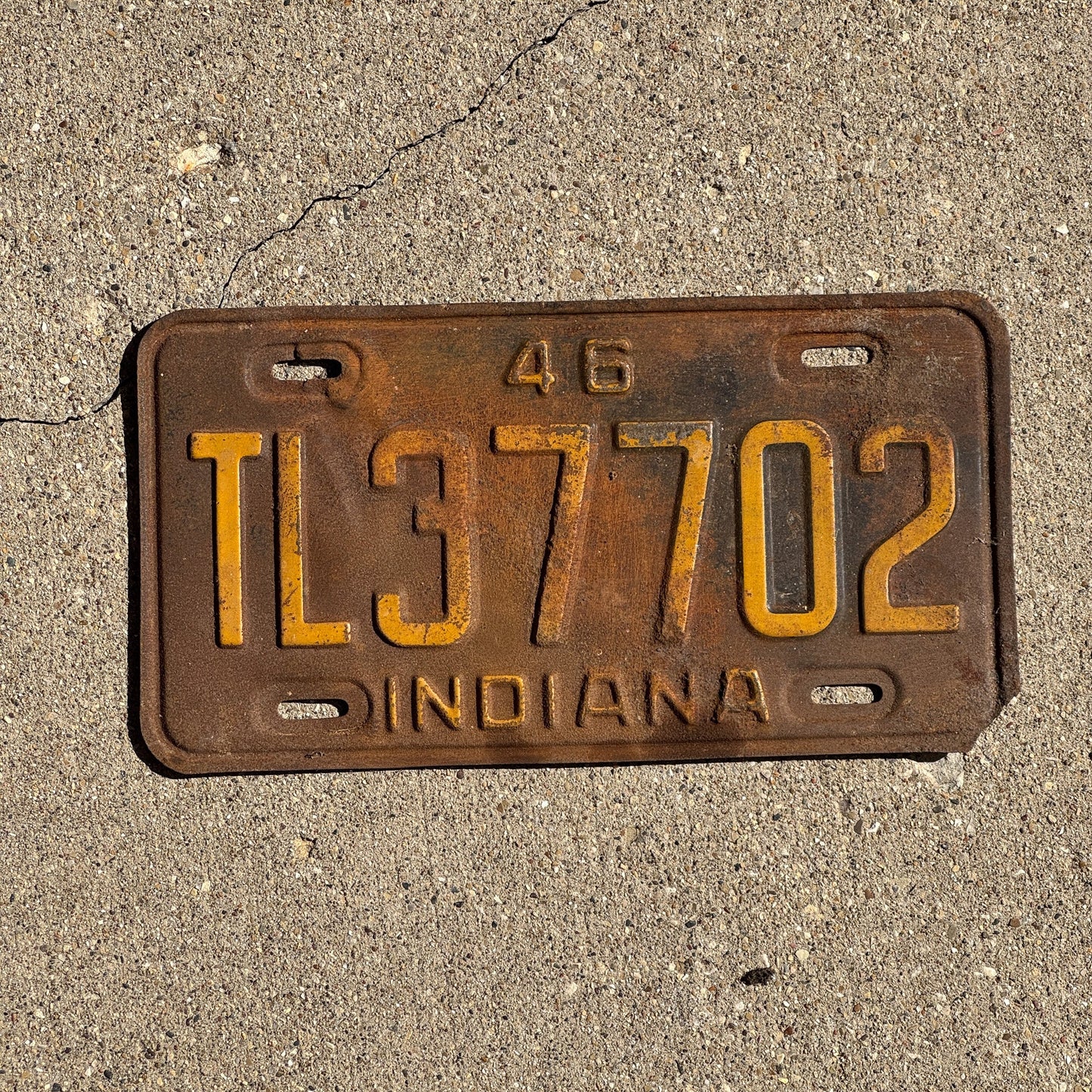 Photo of a 1946 Indiana TRAILER License Plate Auto Tag Garage Decor Vintage TL 37702