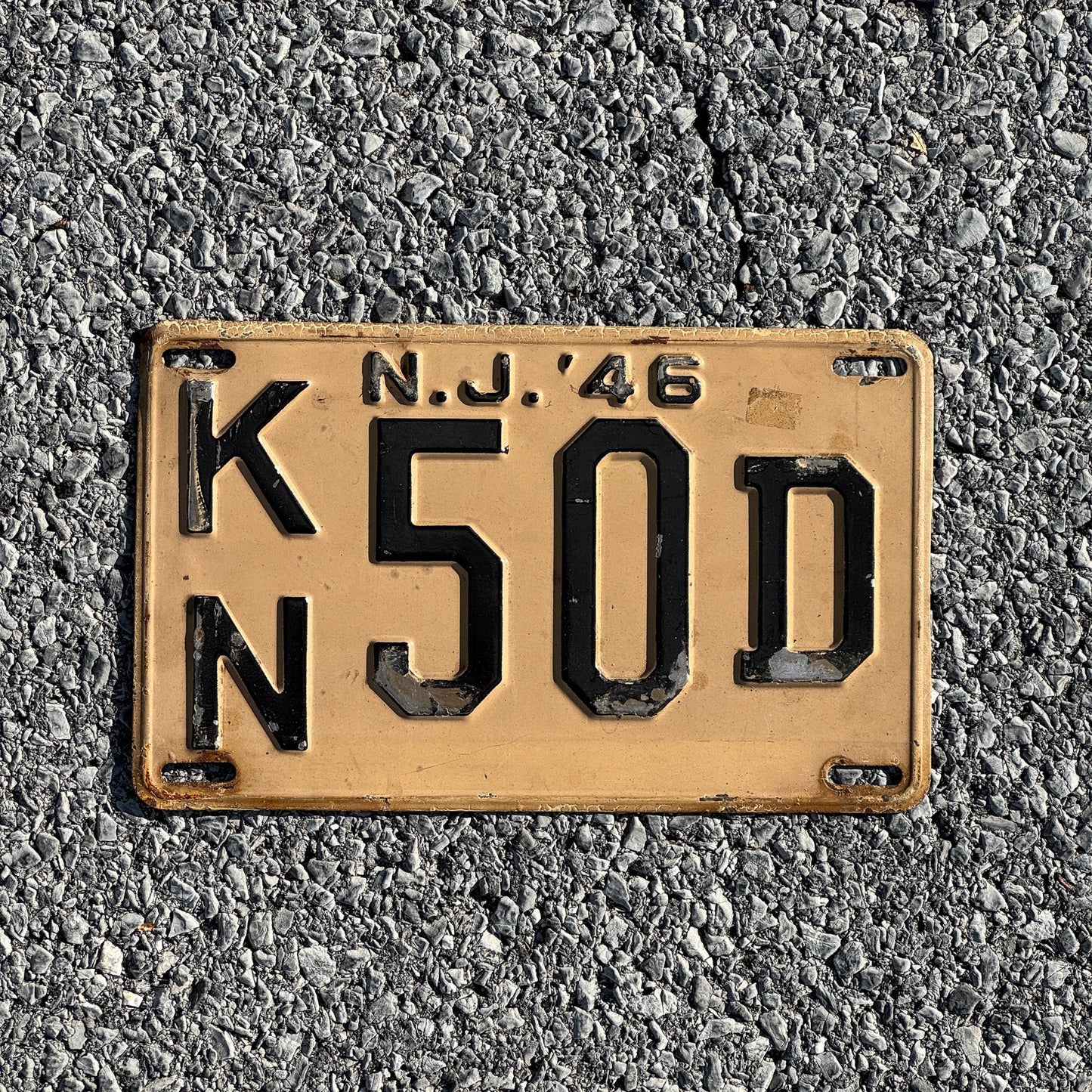 Photo of a 1946 New Jersey License Plate Auto Tag Garage Decor Vintage KN50D