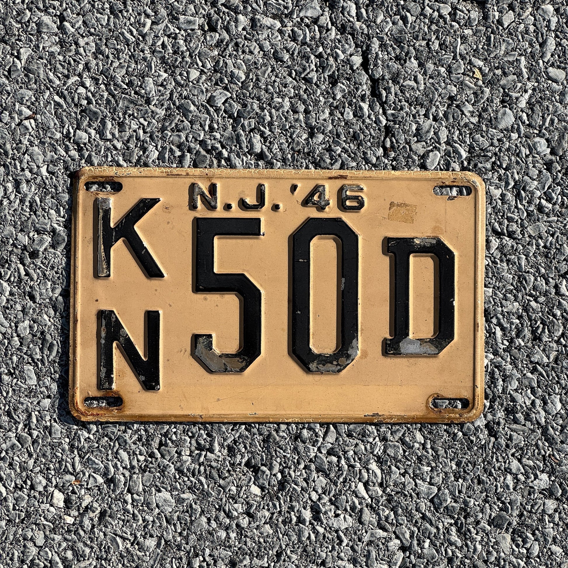 Photo of a 1946 New Jersey License Plate Auto Tag Garage Decor Vintage KN50D