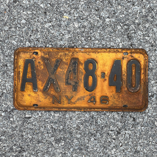 Photo of a 1946 New York License Plate Auto Tag Garage Decor Vintage AX48 40