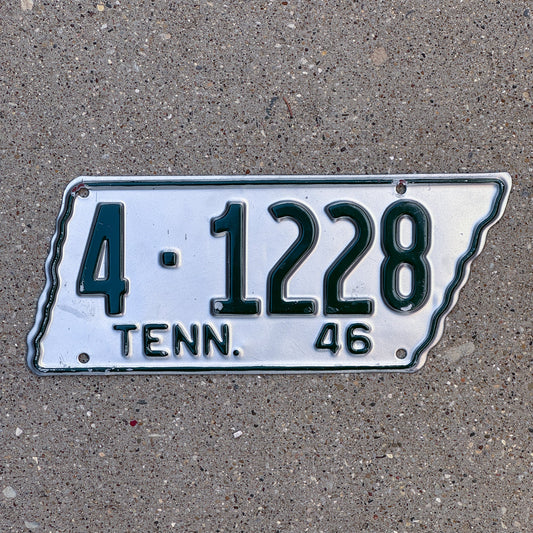 Photo of a 1946 Tennessee License Plate Auto Tag Garage Decor Vintage State Shape 4 1228
