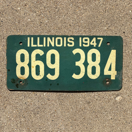 Photo of a 1947 Illinois Fiber Board Soy License Plate Auto Tag Garage Decor Vintage 869 384