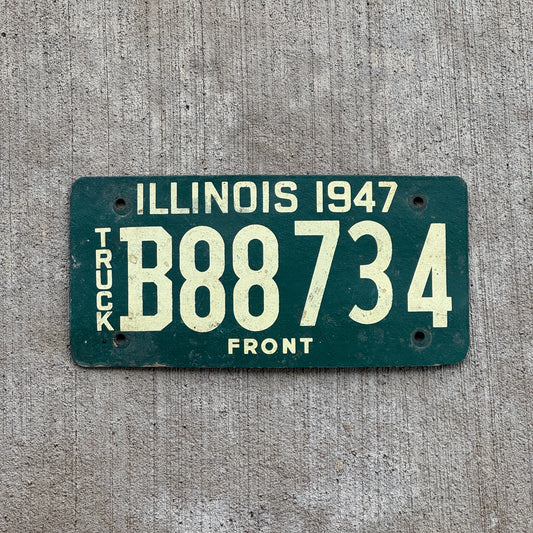 Photo of a 1947 Illinois Fiberboard Truck License Plate Auto Tag Garage Decor Vintage B 88 734 with original patina