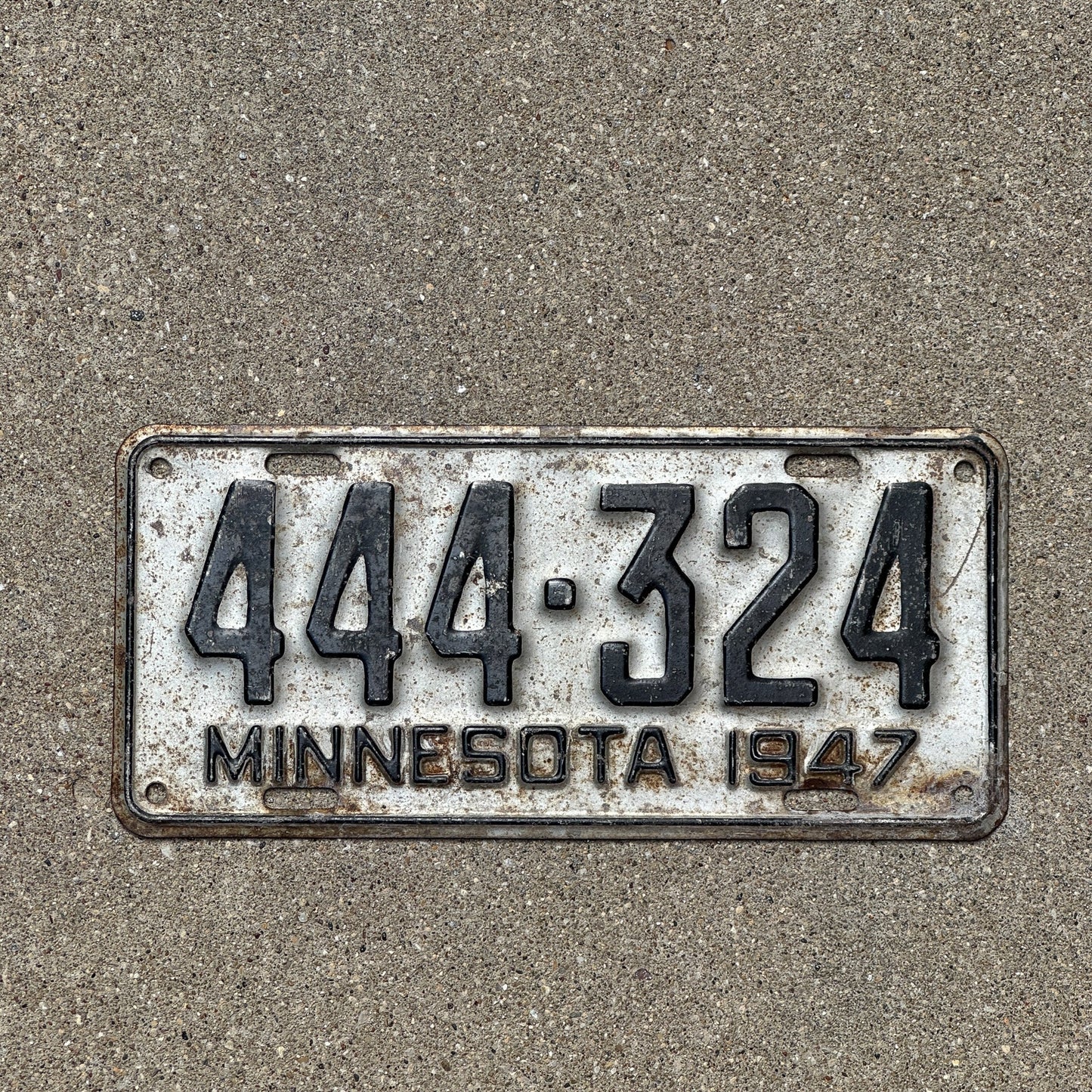Photo of a 1947 Minnesota License Plate Auto Tag Garage Decor Vintage Repeat Repeating 444 324