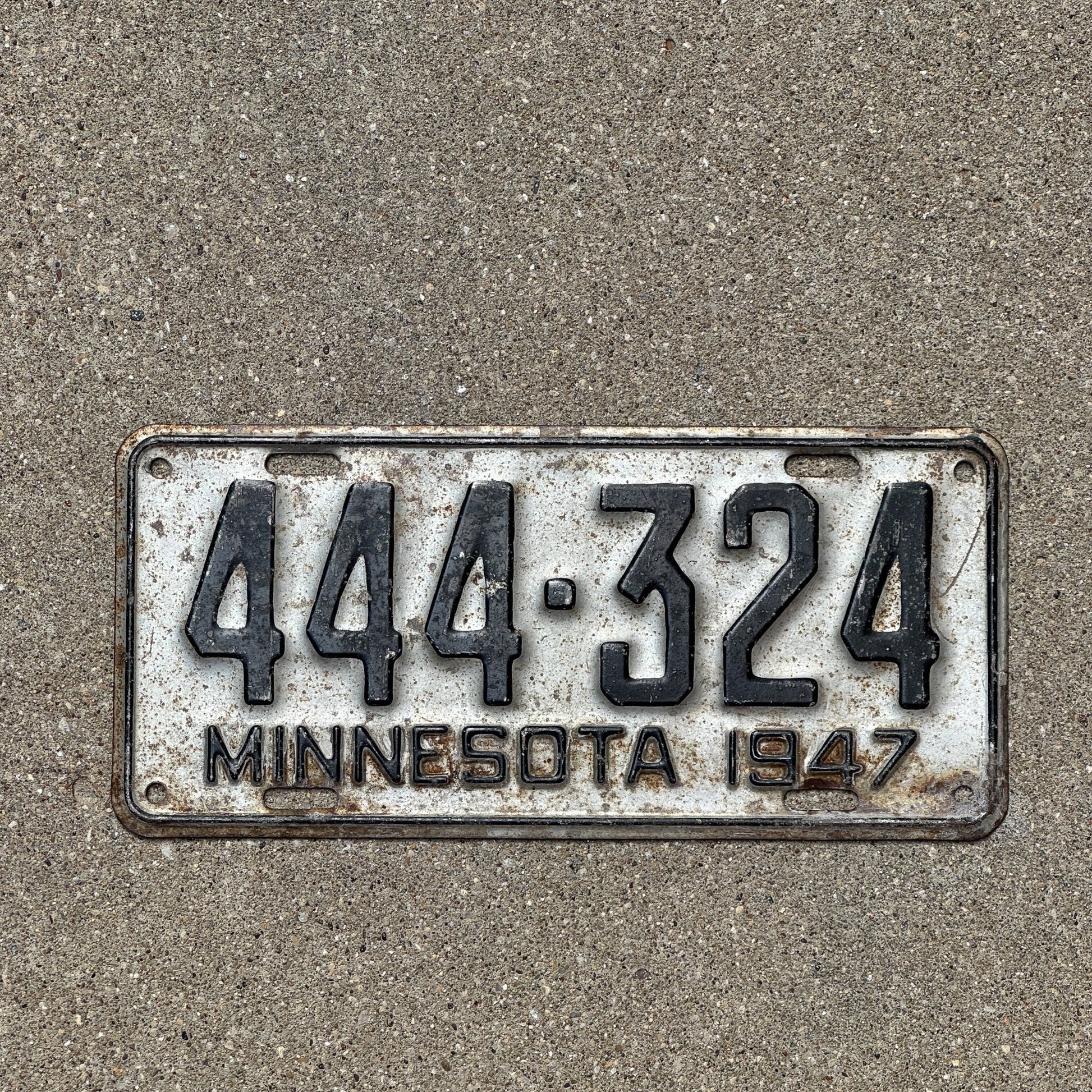 Photo of a 1947 Minnesota License Plate Auto Tag Garage Decor Vintage Repeat Repeating 444 324