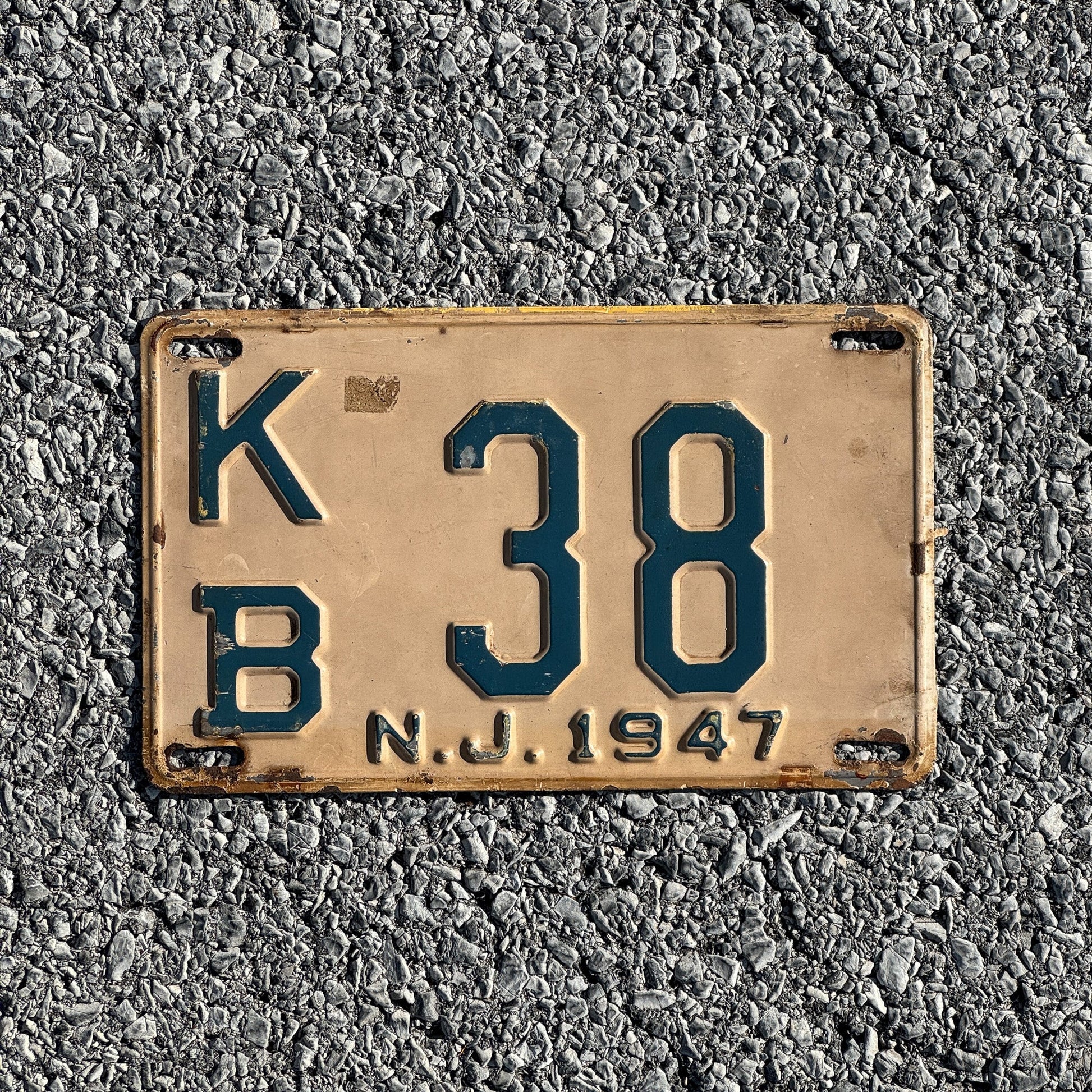 Photo of a 1947 New Jersey License Plate Auto Tag Garage Decor Vintage Middlesex County KB38