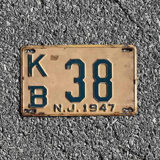 Photo of a 1947 New Jersey License Plate Auto Tag Garage Decor Vintage Middlesex County KB38