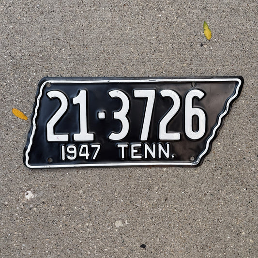 Photo of a 1947 Tennessee License Plate Auto Tag Garage Decor Vintage State Shape 21 3726