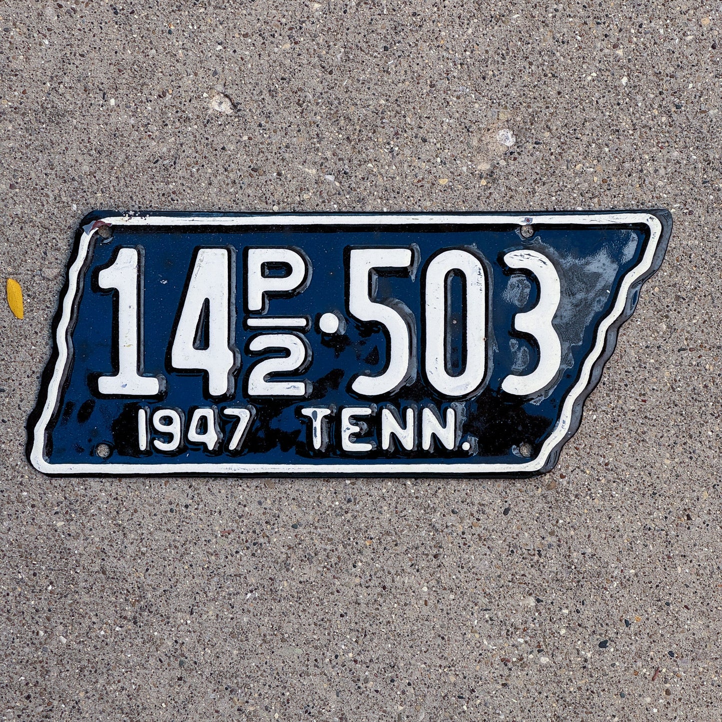 Photo of a 1947 Tennessee Truck License Plate Auto Tag Garage Decor Vintage State Shape 14 P2 503